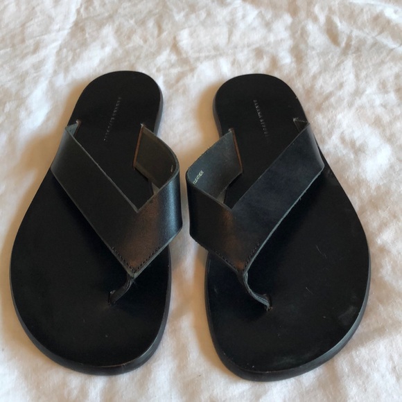 mens black leather sandals
